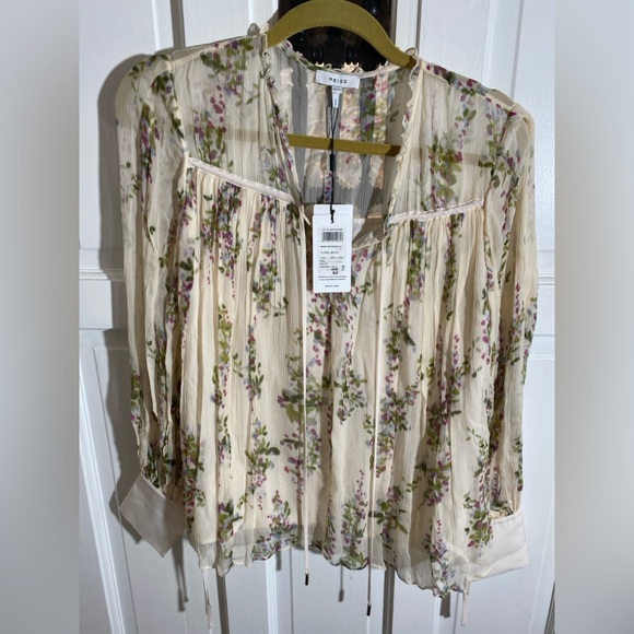 Reiss Marino white floral print top - Picture 7 of 10